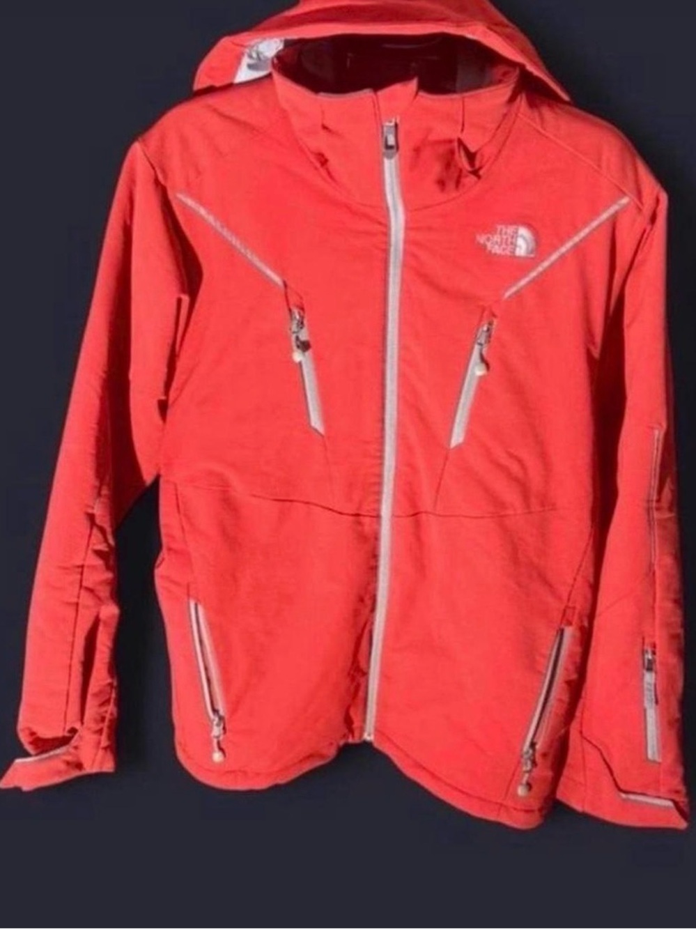 The North Face Red Softshell Jacket Men’s Hooded Full Zip Lightweight Coat